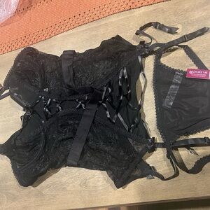 Adore Me Black Lace Bra and Panty Set NWT